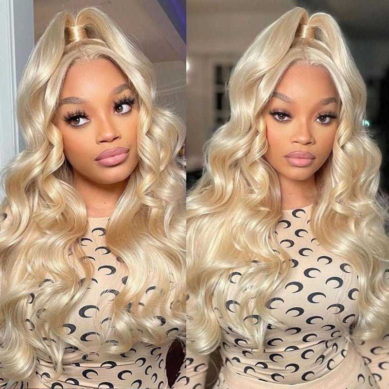BOGO Free: 18 Inch 13x4 Lace Front 613 Blonde Color Body Wave Wig & 10 Inch 4X4 Lace Closure Straight 613 Blonde Bob Wig