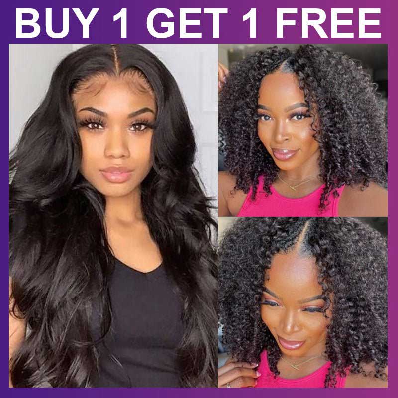 BOGO Free: Buy 20 Inch 13x4 Lace Front Body Wave Wig Get Free 18 Inch V Part Kinky Curly Wig - Alibonnie