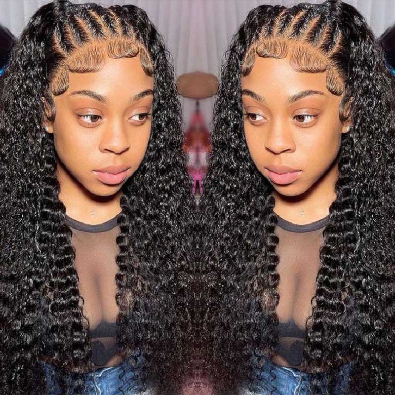 Deep Wave 13x6 Transparent Lace Front Wigs Deep Part Pre Plucked Human Hair Lace Wig - Alibonnie
