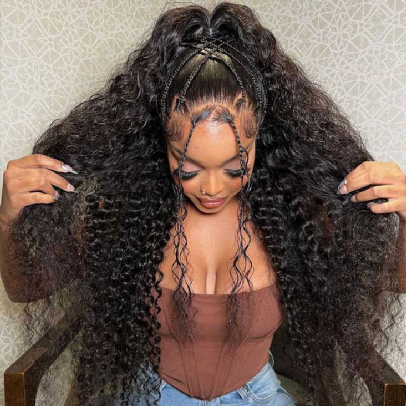 Deep Wave 13x6 Transparent Lace Front Wigs Deep Part Pre Plucked Human Hair Lace Wig - Alibonnie