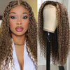 Alibonnie Honey Blond Highlight Piano Color 13*4 Lace Front Wigs Jerry Curly Wigs With Baby Hair