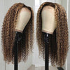 Alibonnie Honey Blond Highlight Piano Color 13*4 Lace Front Wigs Jerry Curly Wigs With Baby Hair