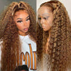 Alibonnie Honey Blond Highlight Piano Color 13*4 Lace Front Wigs Jerry Curly Wigs With Baby Hair