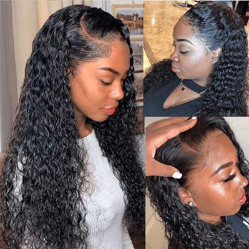 Jerry Curly 5x5 Transparent Lace Closure Wigs Human Hair Natural Color