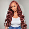 Alibonnie 360 Full Lace Reddish Brown Body Wave Wigs #33 Colored Transparent Lace Wigs With Pre Pluck
