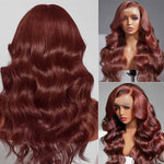 Alibonnie 360 Full Lace Reddish Brown Body Wave Wigs #33 Colored Transparent Lace Wigs With Pre Pluck