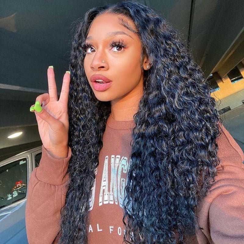 U Part Water Wave Wigs Glueless Affordable Human Hair Wigs For Black Women