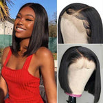 13x4 Lace Front Straight Short Bob Wigs Pre-Plucked 180% Density - Alibonnie