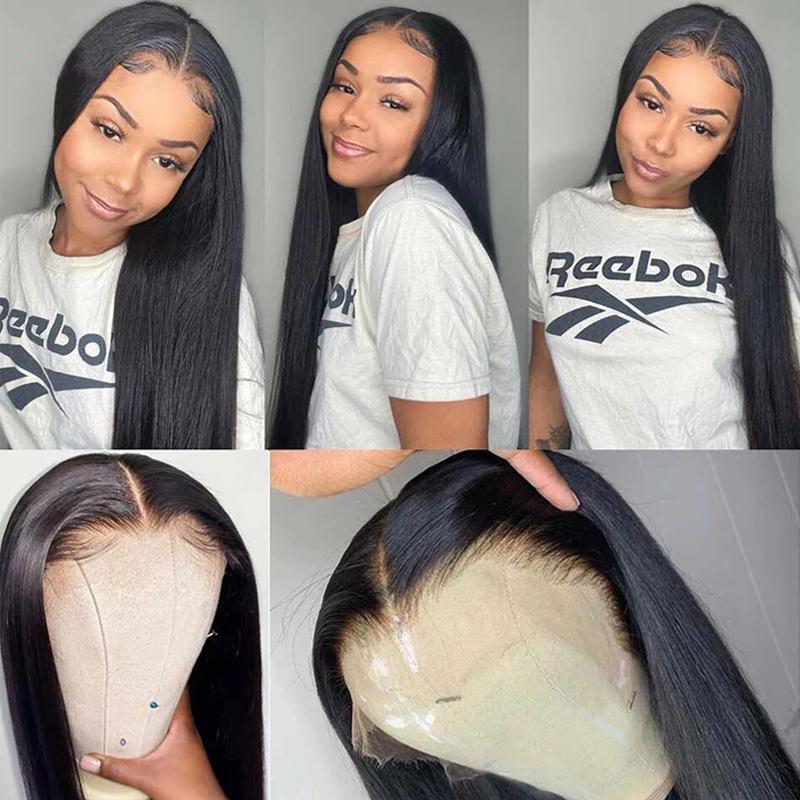 13x4 Lace Front Wigs Brazilian Straight Human Hair Wigs Pre Plucked With Baby Hair - Alibonnie