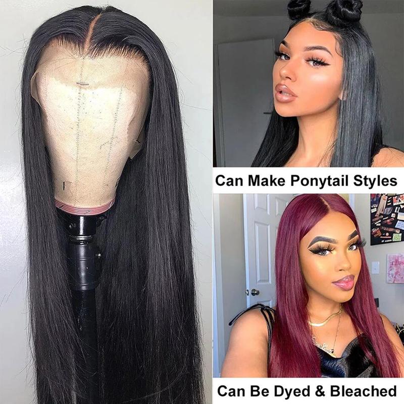 13x4 Lace Front Wigs Brazilian Straight Human Hair Wigs Pre Plucked With Baby Hair - Alibonnie