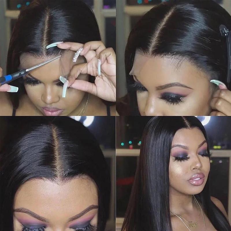13x4 Lace Front Wigs Brazilian Straight Human Hair Wigs Pre Plucked With Baby Hair - Alibonnie