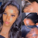 13x6 Lace Frontal Body Wave Wigs Brazilian Human Hair Wigs 6 Inch Deep Part - Alibonnie