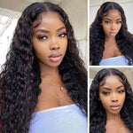 13x6 Lace Frontal Water Wave Transparent Lace Wigs 6 Inch Deep Part Human Hair Wigs - Alibonnie