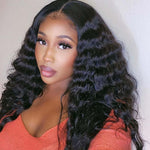 13x6 Transparent Lace Frontal Wigs Loose Wave Human Virgin Hair Wigs - Alibonnie