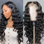 13x6 Transparent Lace Frontal Wigs Loose Wave Human Virgin Hair Wigs - Alibonnie