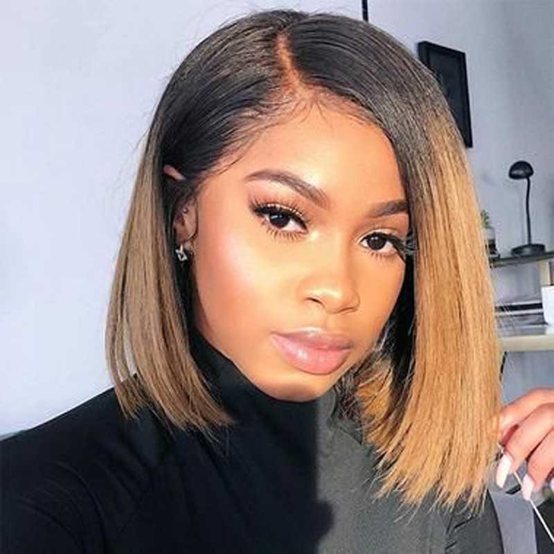 1B/27 Short Bob Lace Front Human Hair Wigs 13x4 Lace Front Wig for Women - Alibonnie