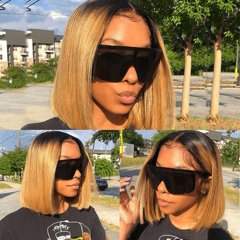 1B/27 Short Bob Lace Front Human Hair Wigs 13x4 Lace Front Wig for Women - Alibonnie