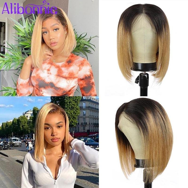 1B/27 Short Bob Lace Front Human Hair Wigs 13x4 Lace Front Wig for Women - Alibonnie