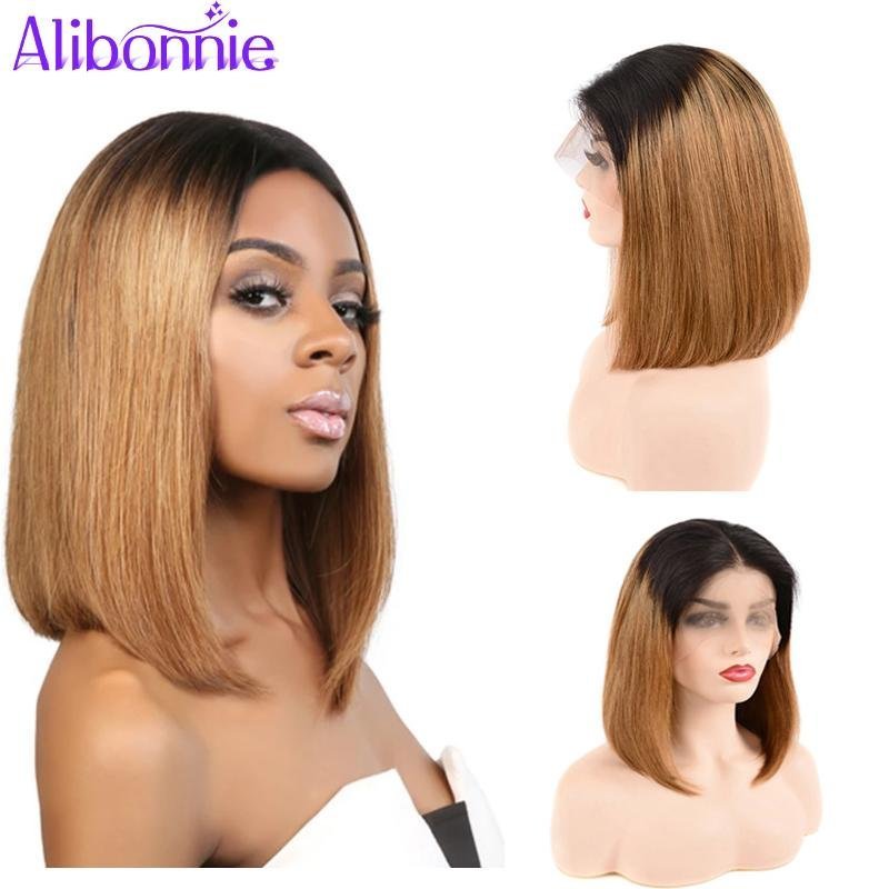 1B/27 Short Bob Lace Front Human Hair Wigs 13x4 Lace Front Wig for Women - Alibonnie