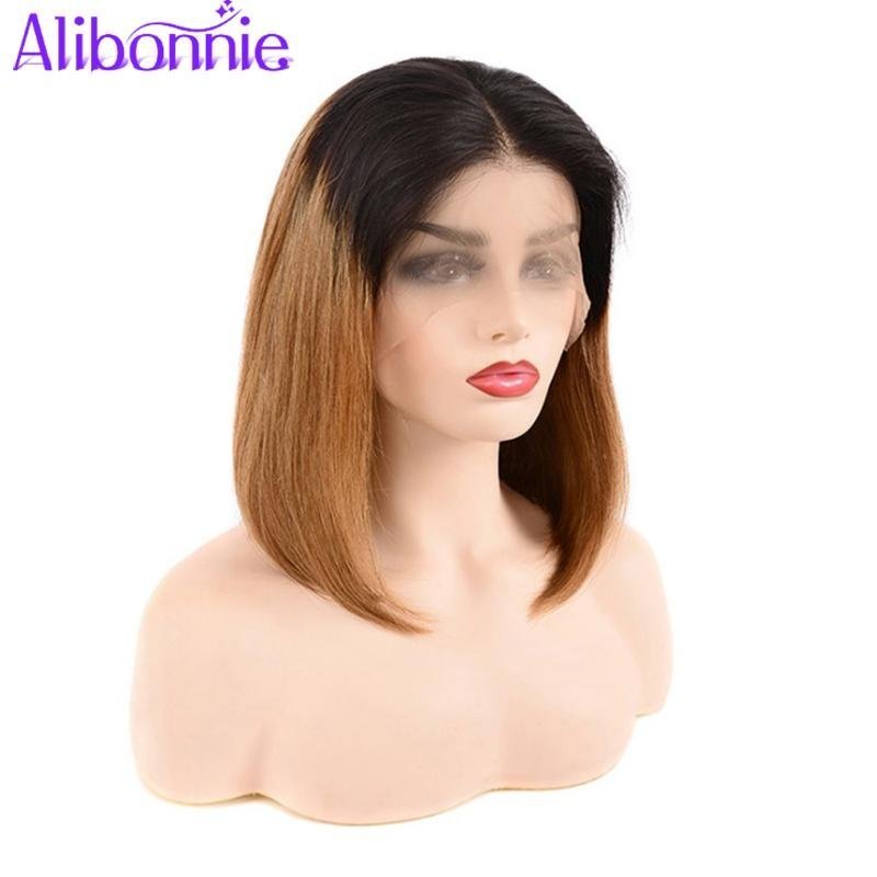 1B/27 Short Bob Lace Front Human Hair Wigs 13x4 Lace Front Wig for Women - Alibonnie