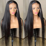 20 Inch 5x5 HD Lace Closure Long Straight Human Hair Wig 180% Density - Alibonnie