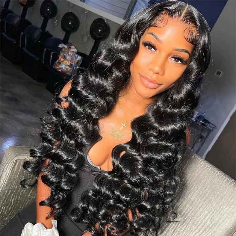 360 Lace Front Wig Pre Plucked Transparent Lace Loose Deep Wave Human Hair Wigs - Alibonnie