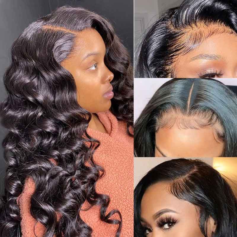360 Lace Front Wig Pre Plucked Transparent Lace Loose Deep Wave Human Hair Wigs - Alibonnie