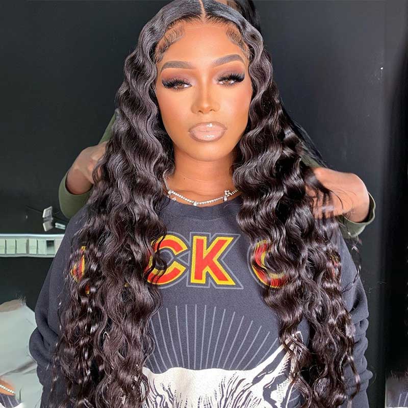 360 Lace Front Wig Pre Plucked Transparent Lace Loose Deep Wave Human Hair Wigs - Alibonnie