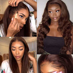#4 Chocolate Brown Front Lace Wig Dark Brown 13x4 Body Wave Lace Front Wigs - Alibonnie