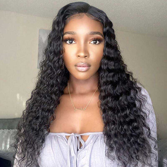 5x5 HD Swiss Lace Closure Wigs Deep Wave Wigs With Natural Hairline Human Hair Wig - Alibonnie