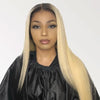 613 Blond Wig Straight Real Human Hair Wig 1B/613 Color Wigs With Dark Roots - Alibonnie