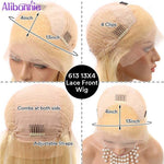 613 Blonde Wig Remy Brazilian Straight 13x4 Lace Front Human Hair Wig 200% Density - Alibonnie