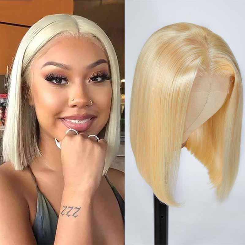 613 Color Blonde Hair Short Bob Wigs Human Hair Wigs - Alibonnie