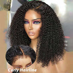 Alibonie 4C Edges 360 Lace Frontal Wigs Kinky Curly Natural Black Color Human Hair Wigs - Alibonnie