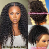 Alibonie 4C Edges 360 Lace Frontal Wigs Kinky Curly Natural Black Color Human Hair Wigs - Alibonnie