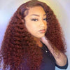 Alibonnie 13x4 Kinky Curly Lace Front Wig Auburn Brown Color Transparent Lace Wig 180% Density - Alibonnie