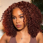 Alibonnie 13x4 Kinky Curly Lace Front Wig Auburn Brown Color Transparent Lace Wig 180% Density - Alibonnie