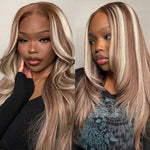 Alibonnie 13x4 Transparent Lace Frontal Body Wave Wig P4/613 Blonde Highlight Human HairWigs - Alibonnie