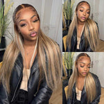 Alibonnie 13x4 Transparent Lace Frontal Body Wave Wig P4/613 Blonde Highlight Human HairWigs - Alibonnie