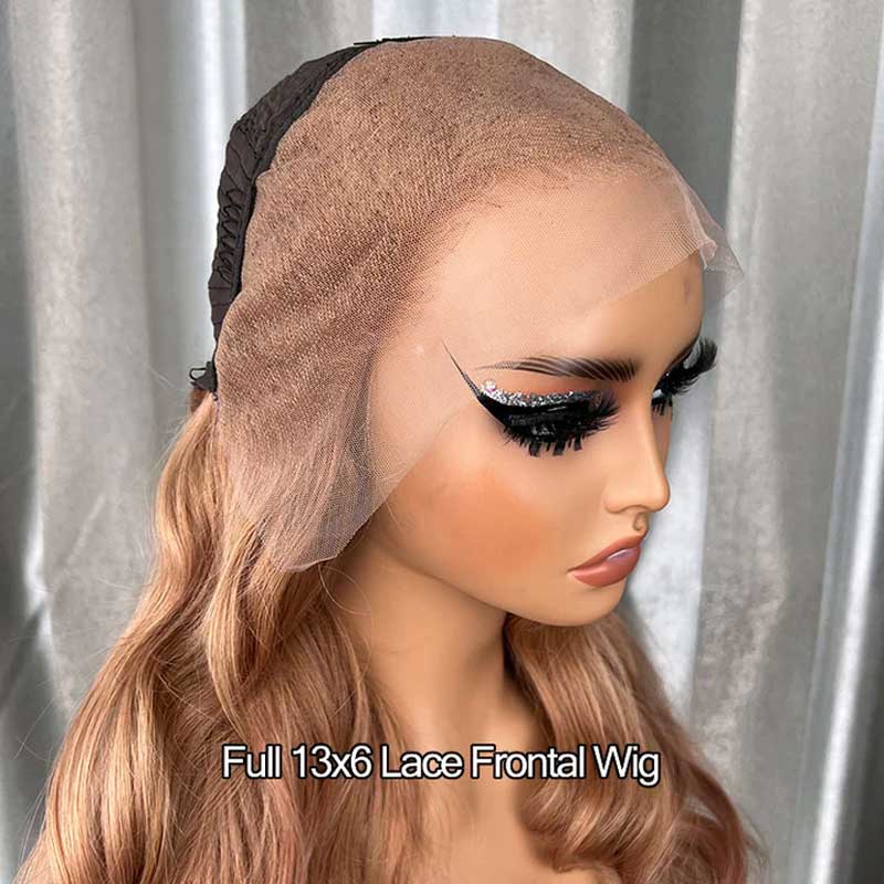 Alibonnie 13x4 Transparent Lace Light Flaxen Brown Body Wave Wigs Human Hair Wigs 180% Density - Alibonnie