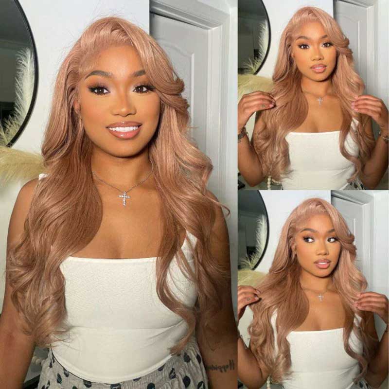 Alibonnie 13x4 Transparent Lace Light Flaxen Brown Body Wave Wigs Human Hair Wigs 180% Density - Alibonnie