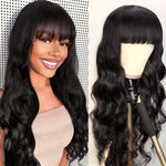 Alibonnie 13x4 Transparent Lace Wig Body Wave Virgin Hair Wigs With Bangs 180% Density - Alibonnie