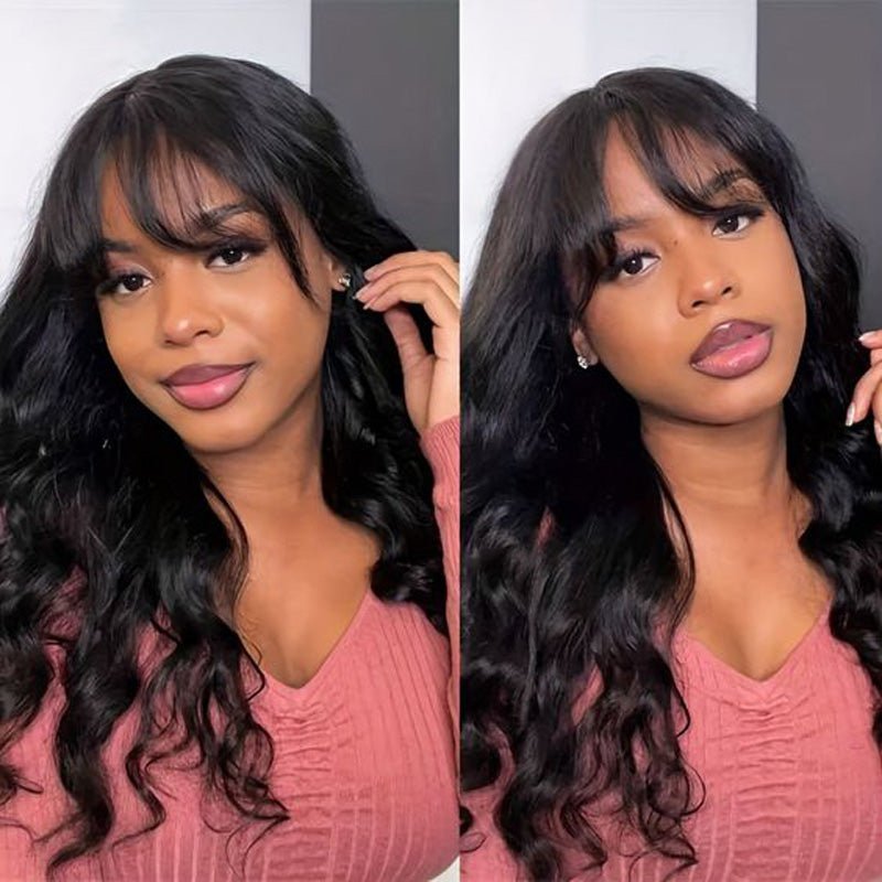 Alibonnie 13x4 Transparent Lace Wig Body Wave Virgin Hair Wigs With Bangs 180% Density - Alibonnie