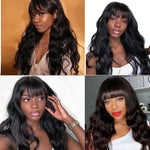 Alibonnie 13x4 Transparent Lace Wig Body Wave Virgin Hair Wigs With Bangs 180% Density - Alibonnie