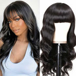 Alibonnie 13x4 Transparent Lace Wig Body Wave Virgin Hair Wigs With Bangs 180% Density - Alibonnie