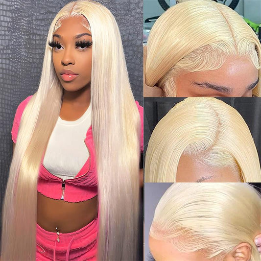 Alibonnie 13x6 Blonde Lace Frontal Wigs Straight 613 Transparent Lace Wigs With Super Natural Hairline - Alibonnie