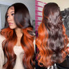 Alibonnie 13x6 Lace Front Ginger Highlight Body Wave Human Hair Transparent Lace Wigs - Alibonnie