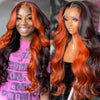 Alibonnie 13x6 Lace Front Ginger Highlight Body Wave Human Hair Transparent Lace Wigs - Alibonnie