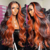 Alibonnie 13x6 Lace Front Ginger Highlight Body Wave Human Hair Transparent Lace Wigs - Alibonnie