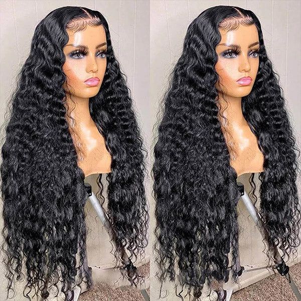 Alibonnie 15A Double Drawn Water Wave Lace Front Wigs Transparent Lace 13x4 Wigs Pre Plucked - Alibonnie